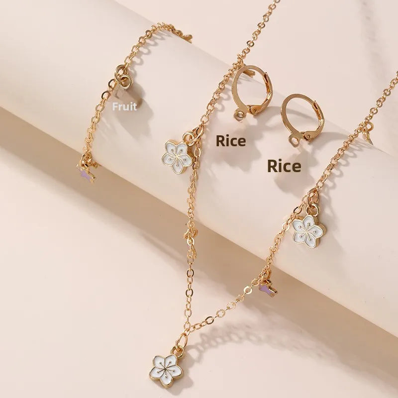 Floral Star Necklace With Bracelet & Earrings