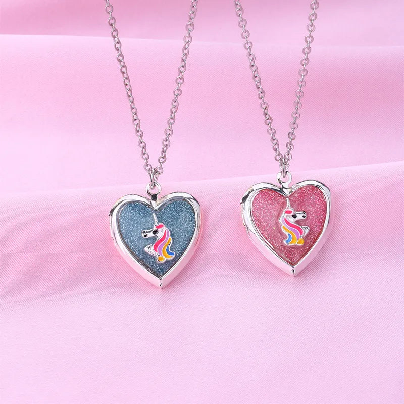 Girl Kids Photo Locket Necklace Set of 2