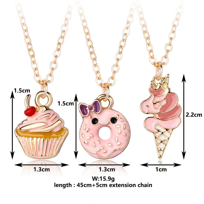 Girls Cute Dessert Necklace Set (Pack of 3)