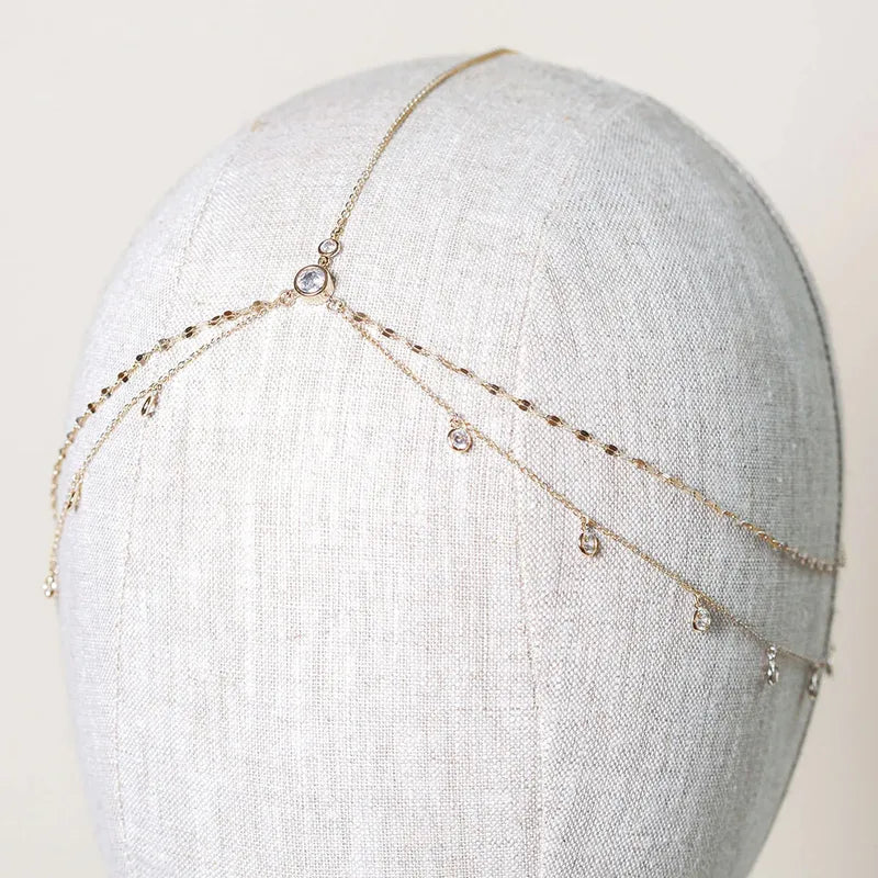 Gold Crystal Hair Chain for Women