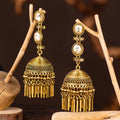 Gold Finish Crystal Jhumka Earrings for Women