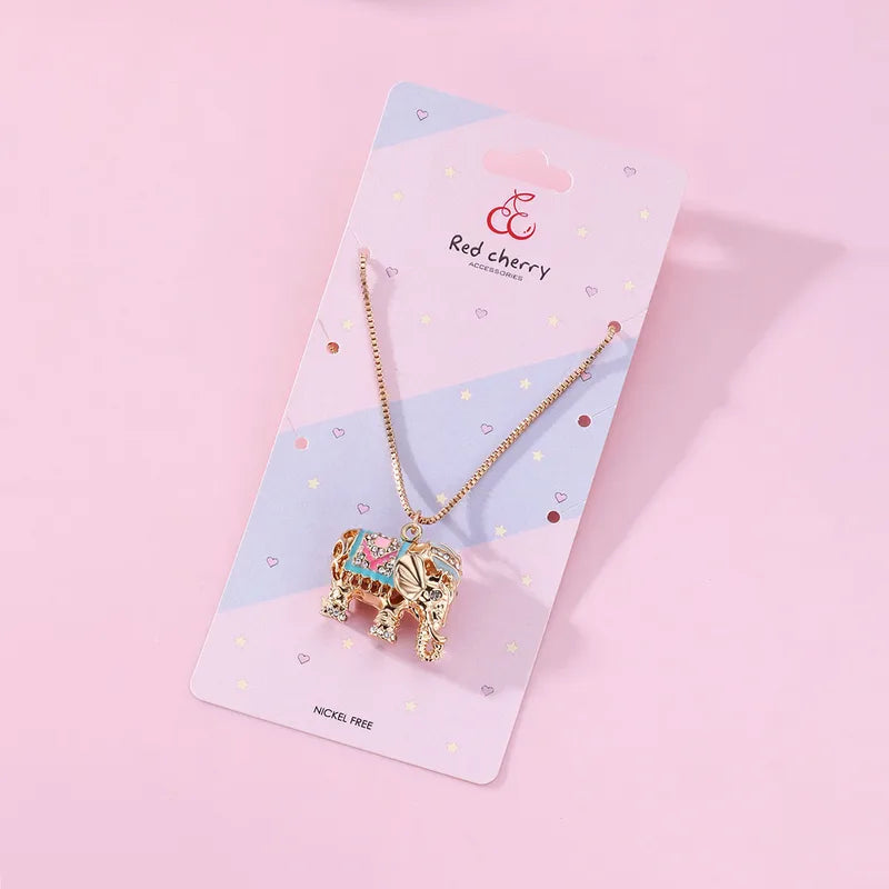 Kid's Girl Golden Elephant Shape Alloy Plated Necklace