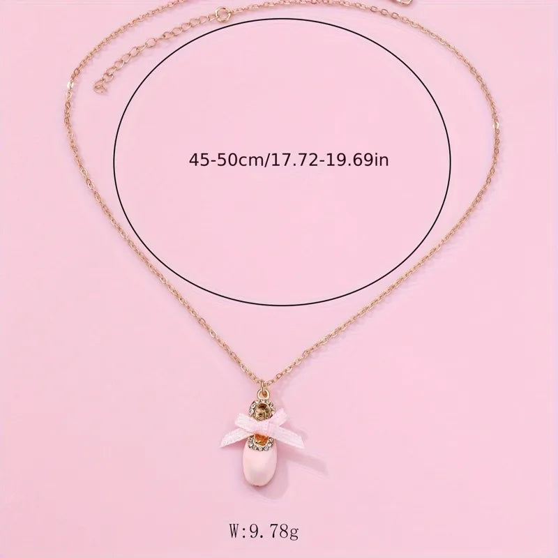 Kid's Girl Pink Shoes Pendant Chain Necklace