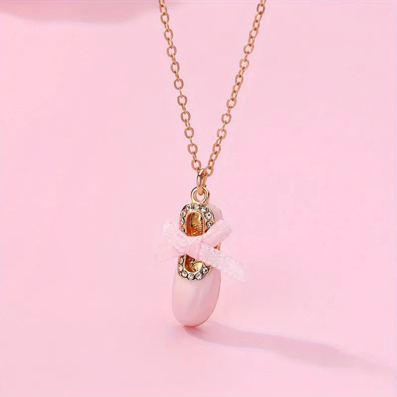 Kid's Girl Pink Shoes Pendant Chain Necklace