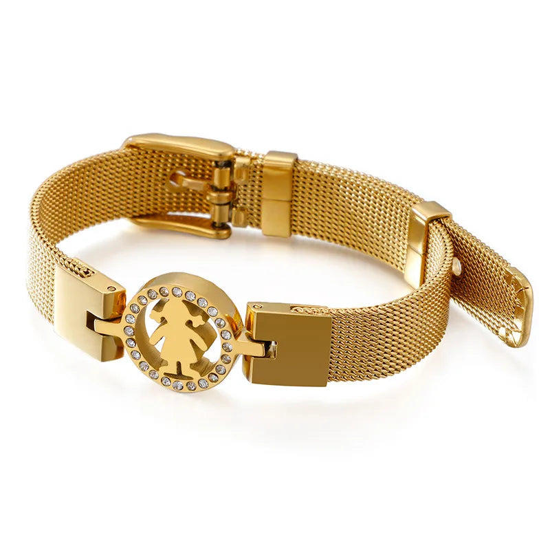 Kid's Korean Style Gold Mesh Strap Bracelet