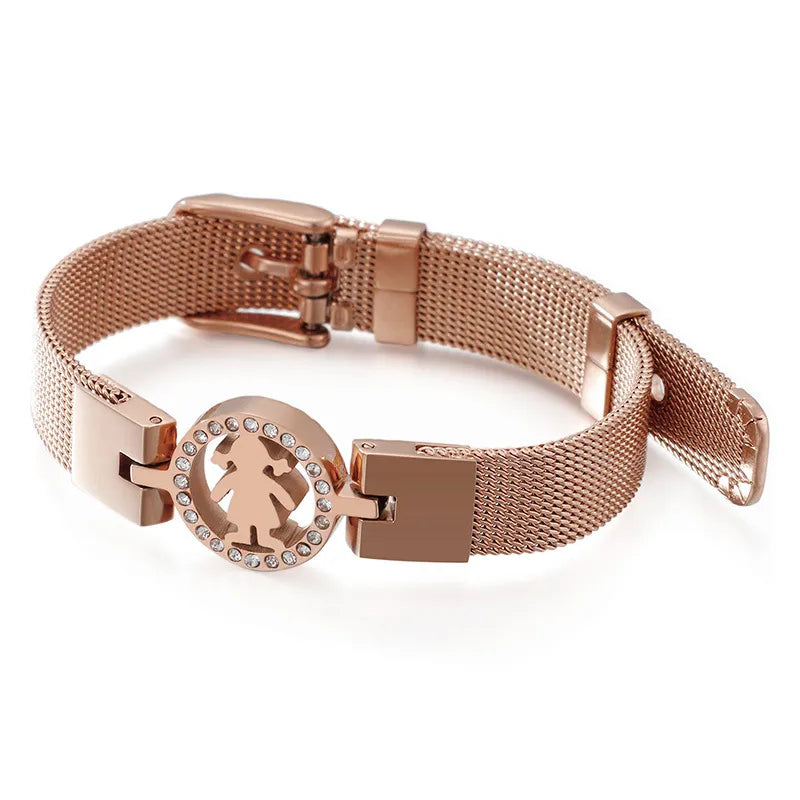 Kid's Korean Style Rose Gold Mesh Strap Bracelet