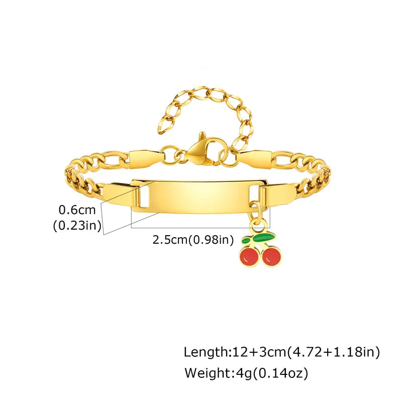 Kids Cherry Charm 18K Gold Plated Bracelet