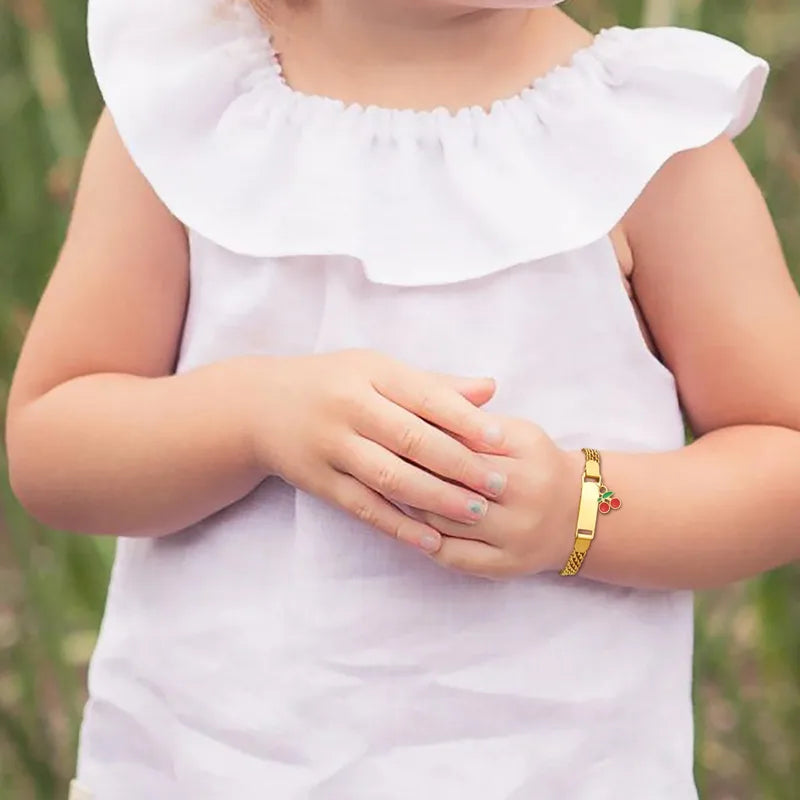 Kids Cherry Charm 18K Gold Plated Bracelet