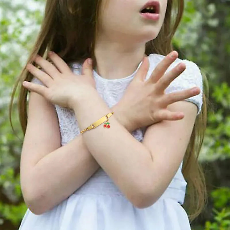 Kids Cherry Charm 18K Gold Plated Bracelet
