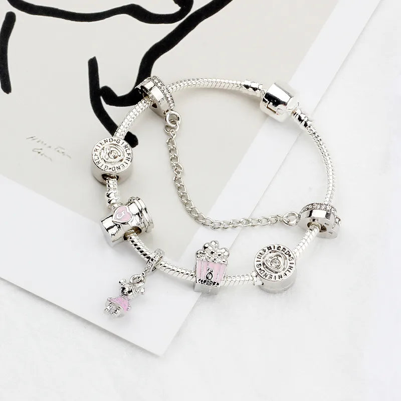 Kids Silver Charm Bracelet for Girls