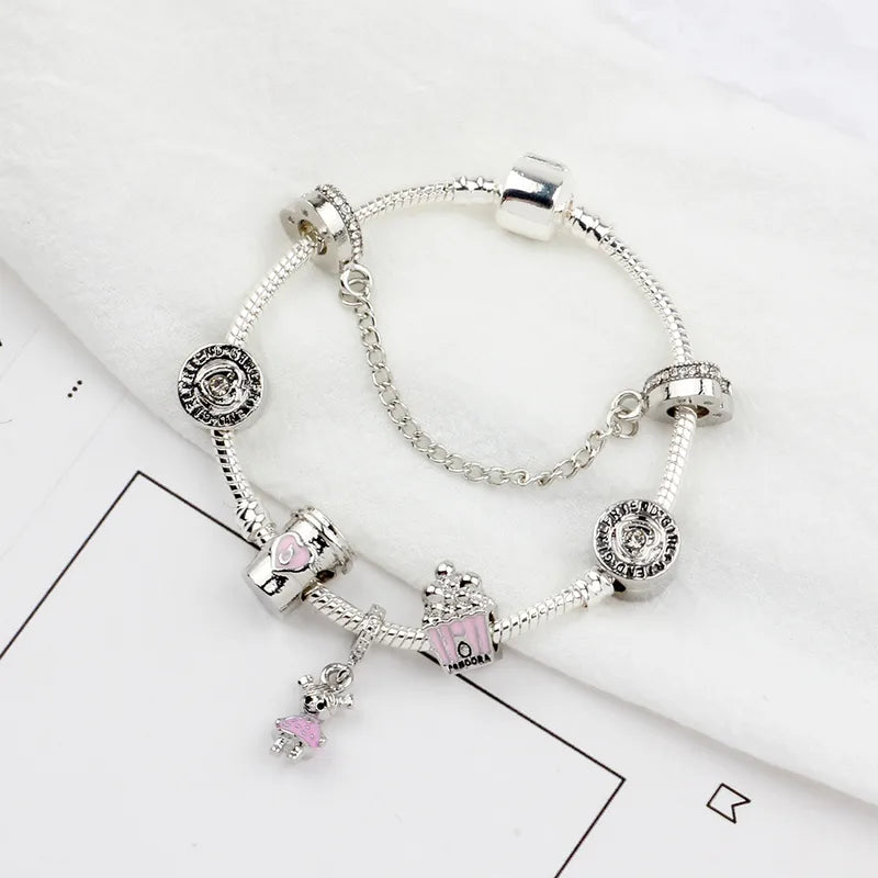 Kids Silver Charm Bracelet for Girls