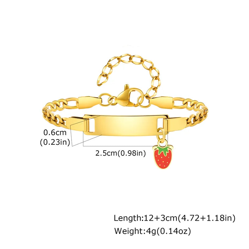 Kids Strawberry Charm 18K Gold Plated Bracelet