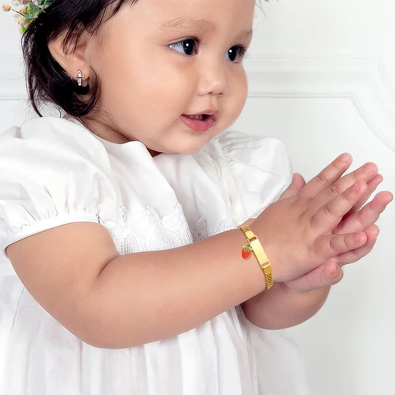 Kids Strawberry Charm 18K Gold Plated Bracelet