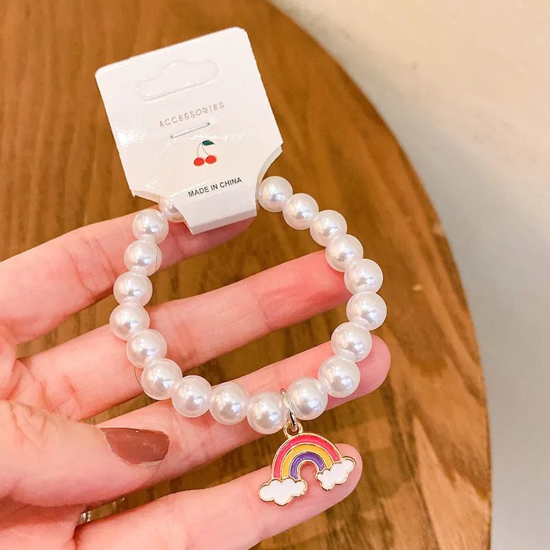 Rainbow Pearl Bracelet For Girl Kids