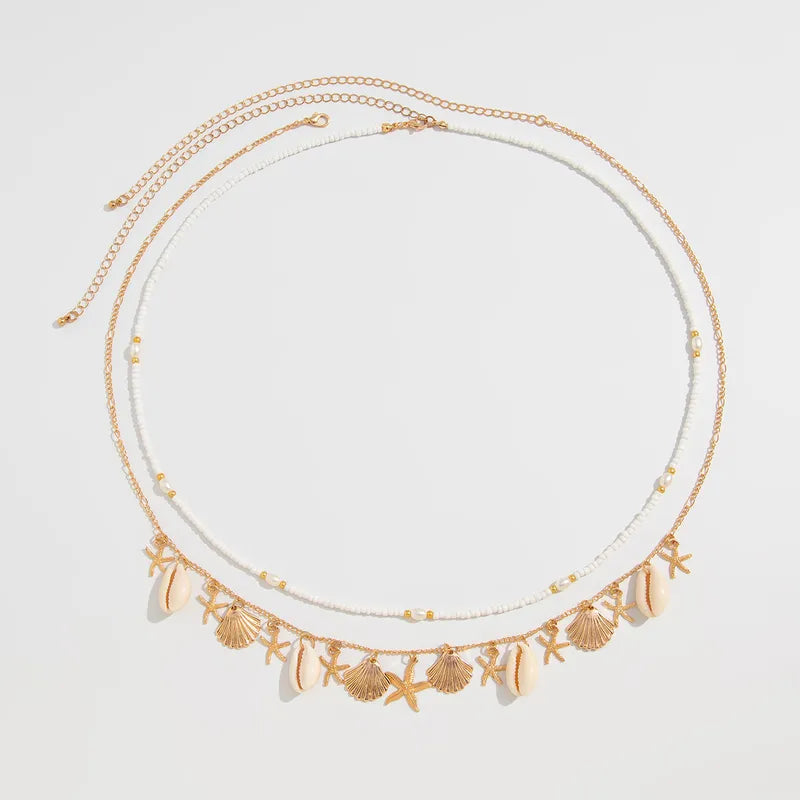 Seashell Starfish Charm Waist Chain for Women Beachwear
