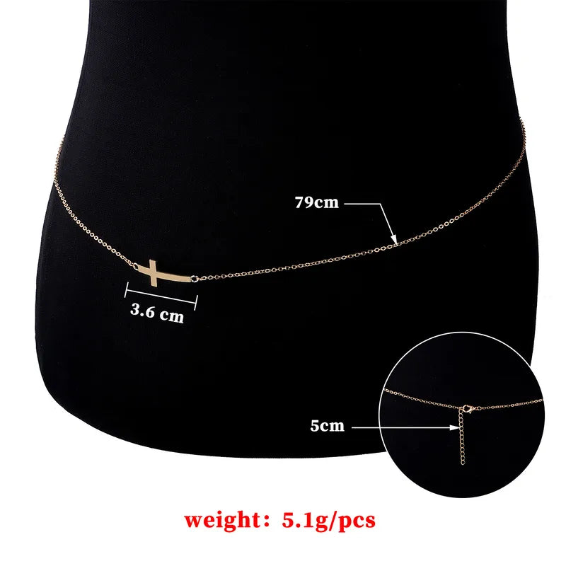 Silver Cross Bikini Waist Chain for Women
