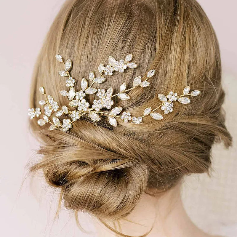Silver Crystal Flower Hair Comb