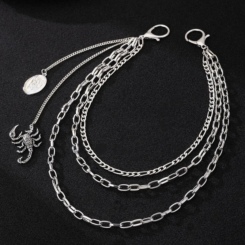 Stylish Hip Chain Featuring Animal Design With Electroplated White K-Plated Alloy Material