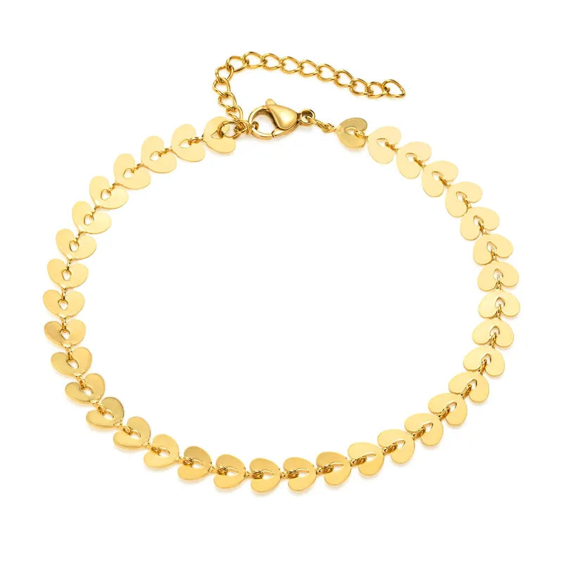 Women 18K Gold Plated Heart Anklet