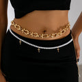 Women Stylish Pearl and Cross Charm Waist Chain