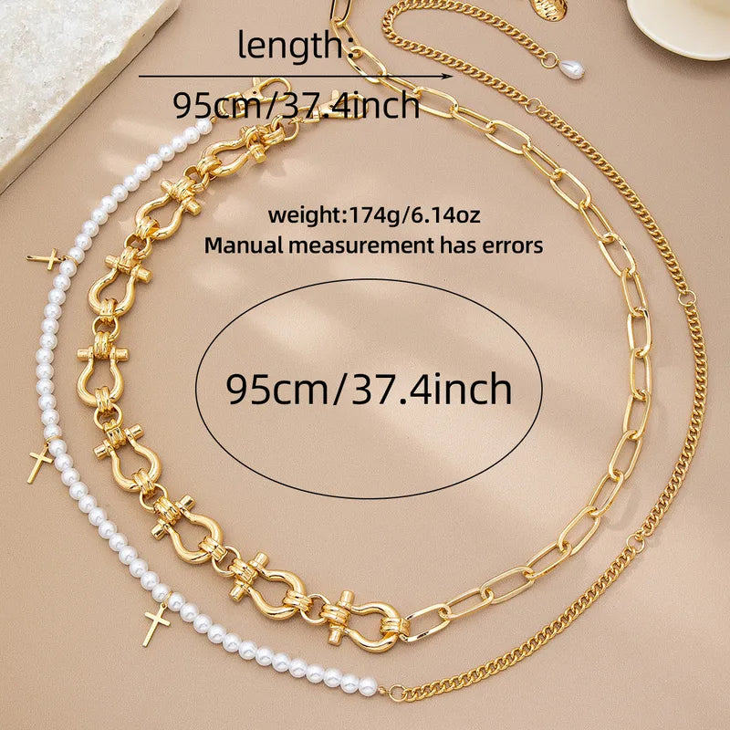 Women Stylish Pearl and Cross Charm Waist Chain