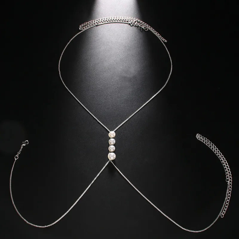 Women's Silver Pearl Back Chain Necklace