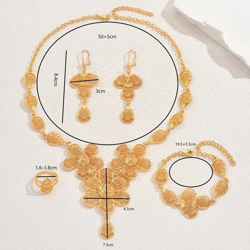 Women's Wedding Gold Flower Jewelry Set